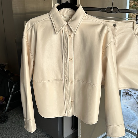 Babaton XS Faux Leather Button Down Top ( Only worn Once) - Picture 2 of 5